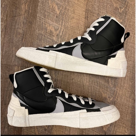 Nike Blazer Mid x sacai Black Grey White - Picture 2 of 8